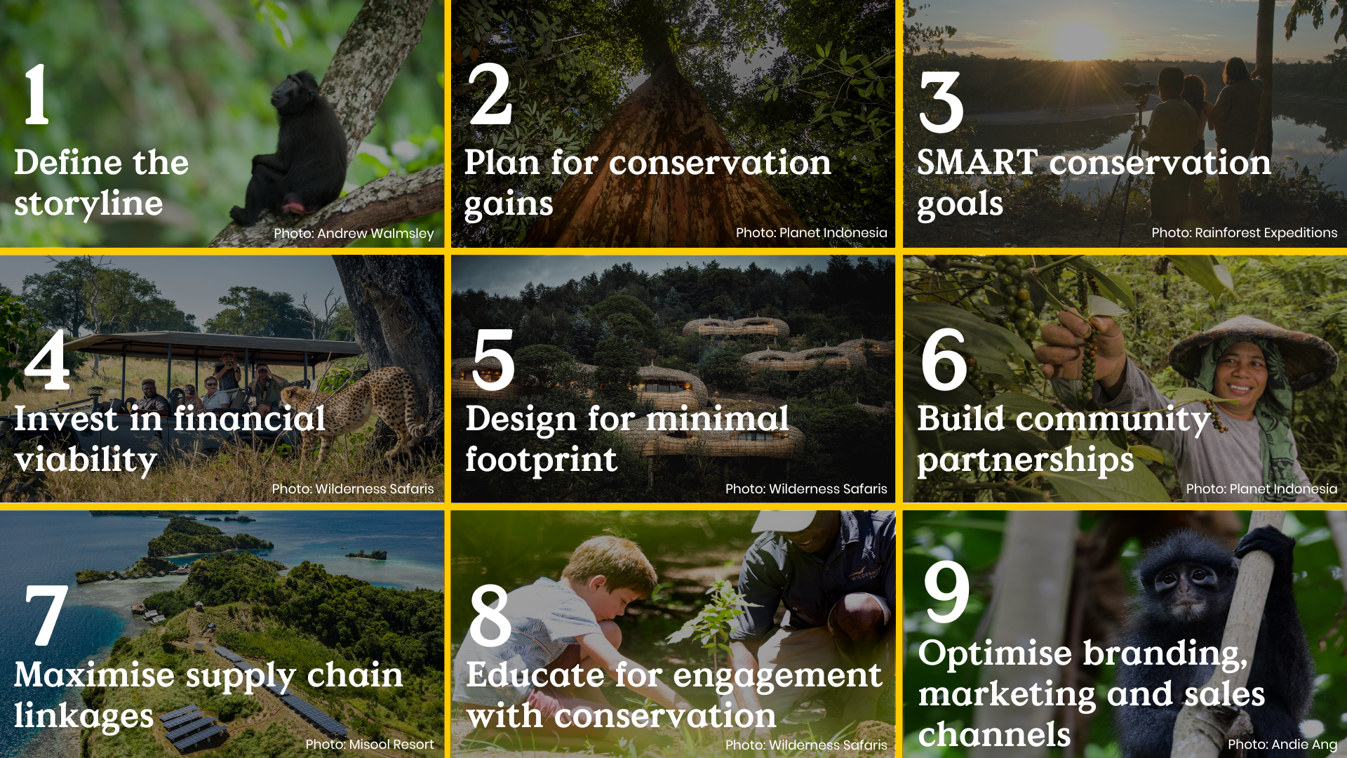 conservation tourism 9 tenets